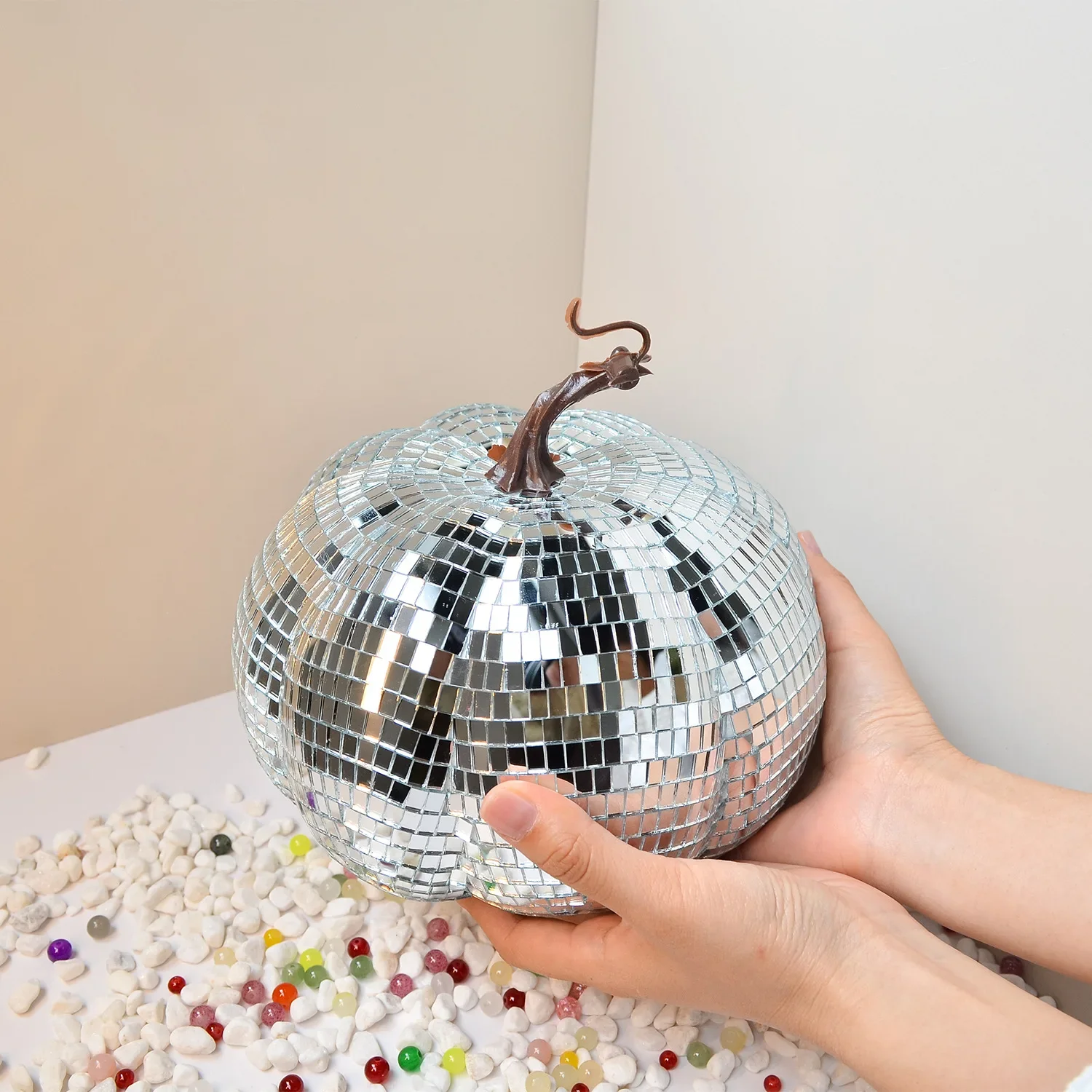 Halloween Pumpkin Ornament Disco Ball Halloween Party Decoration Home Mirror Glass Pumpkin Home Decoration Accessories