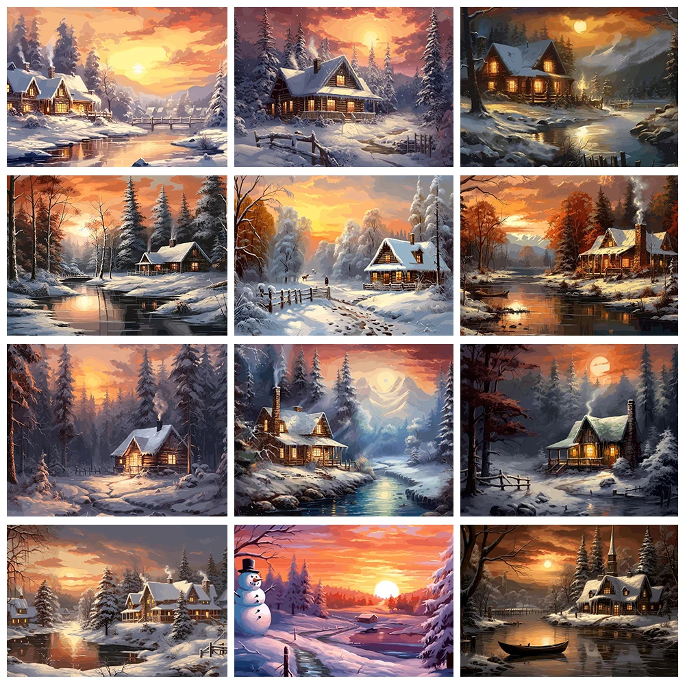 Winter Landscape Diamond Painting Igloo At Sunset Art 5D Diy Full Rhinestone Mosaic Embroidery Cross Stitch Kit Home Decor Gifts