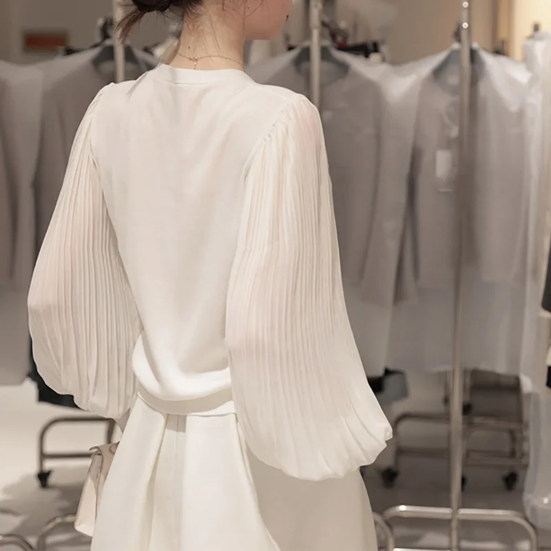 New Solid Color High Quality Tencel Mulberry Silk Knitted Summer Cardigan Women Silk Shirt Knit Blouse