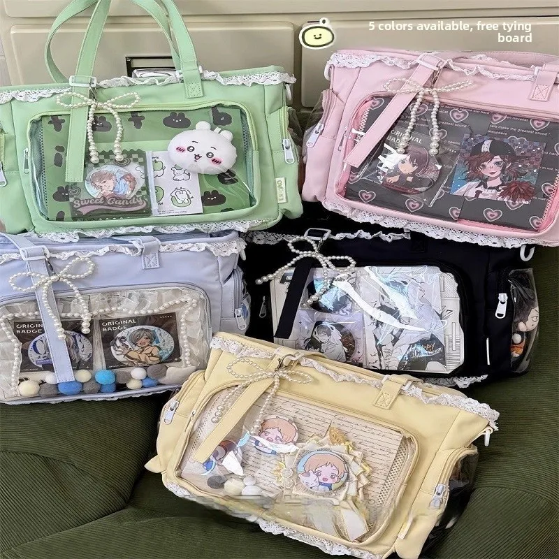 Japanese Transparent Bag Daily Baby Bag Shoulder Bag Female Students Attending Class Commuting Tote Bag Crossbody Bag