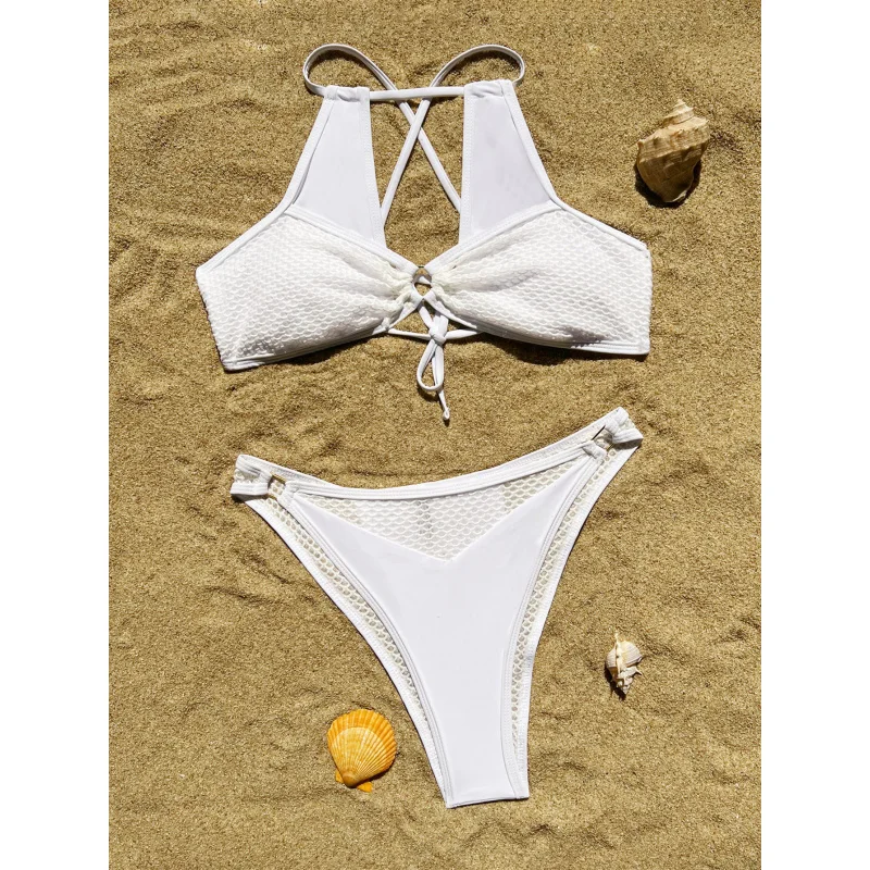 Women's Bikini Three Piece Swimsuit Hollowed-out Swimsuit Pure Color Swimsuit Match Setsbikini6619