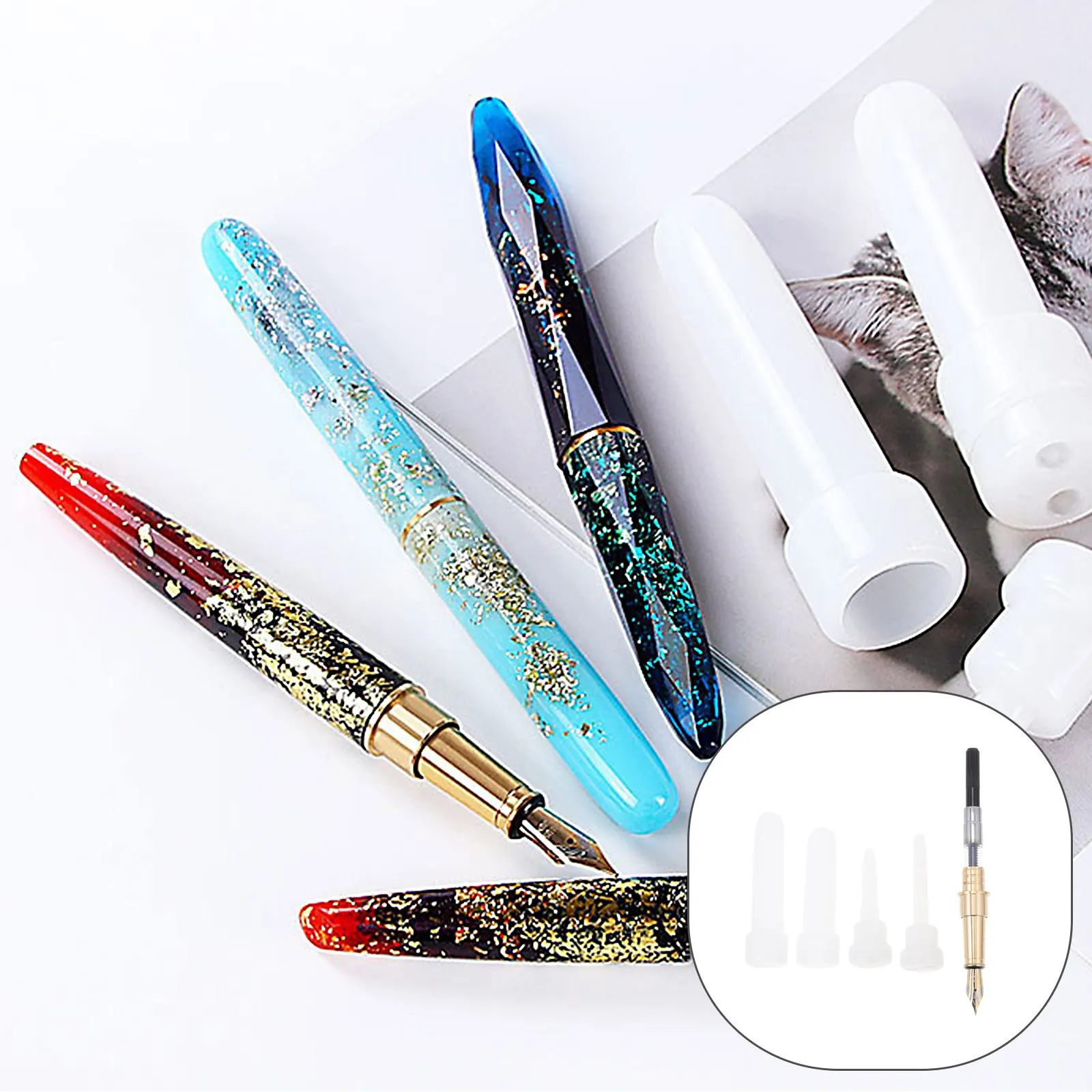 

1Set Fountain Pen Mold Kit Premium Silicone DIY Epoxy Casting Mold for Handmade Pen Crafting with Brass Nib Smooth Non-Stick