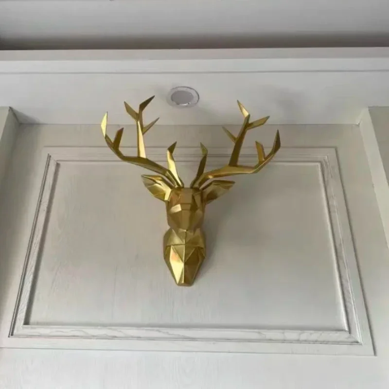 3D Deer Head Statue Sculpture Wall Hanging Animal Figurine Resin statue Art Living room background Home Decor Ornament Gift