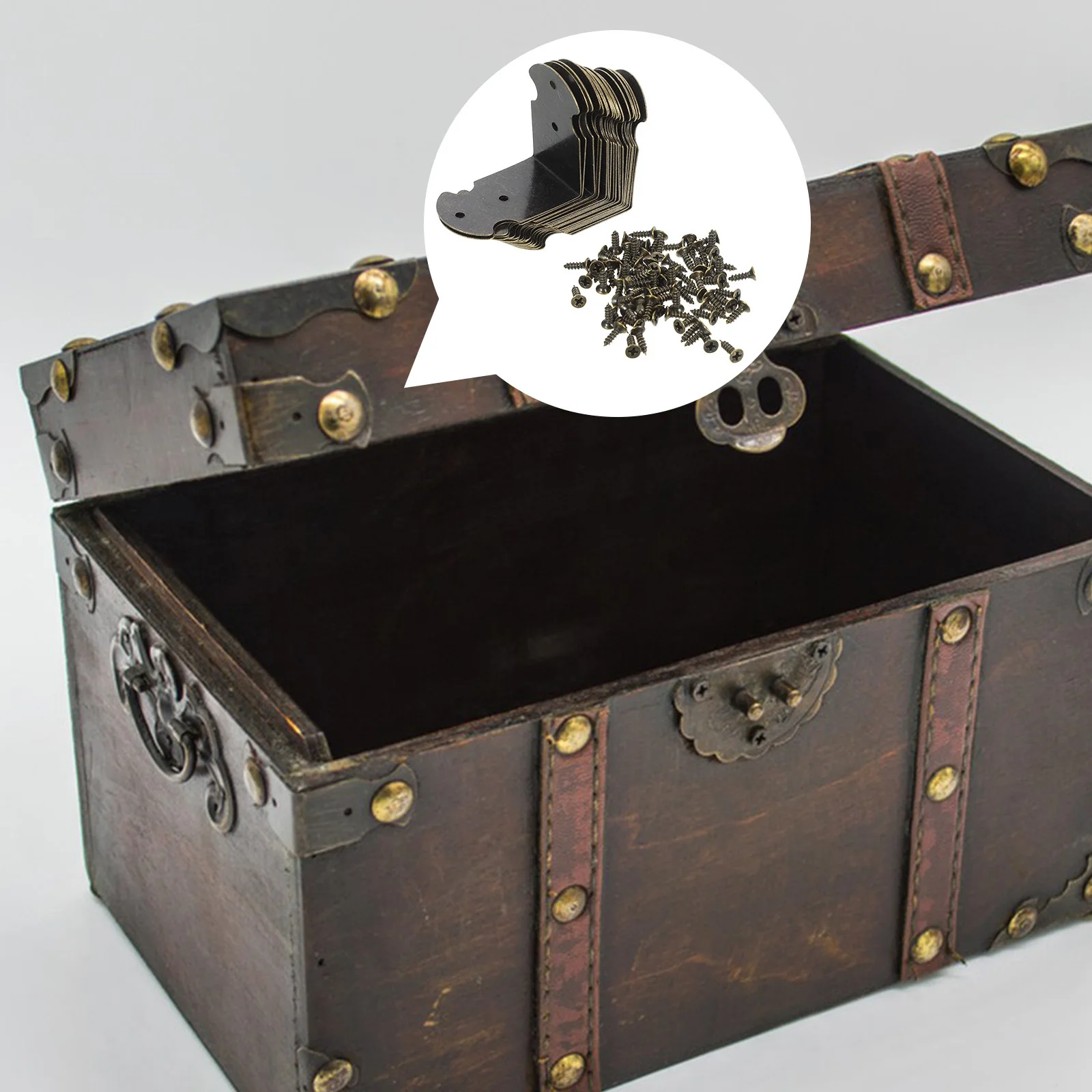 

20Pcs Metal Right Angle Corner Brackets Vintage Corner Brace Tabletop Fasteners for Wooden Boxes Gift Boxes Heavy Duty