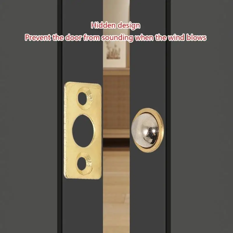 652F Adjustable Door Ball Catch Ball Bearing Hardware with Spring Brass Suitable for Most Door Closets Kitchen French Door