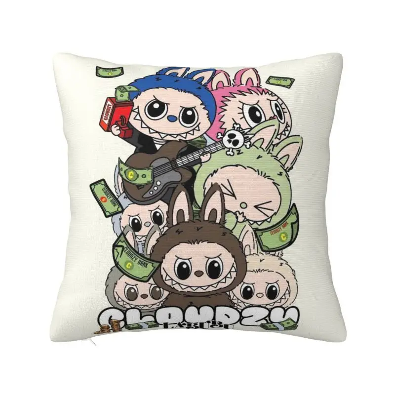 Custom Nordic Style Labubues Cartoon Throw Pillow Cover Home Decor Square Cushion Cover Pillowcover for Sofa