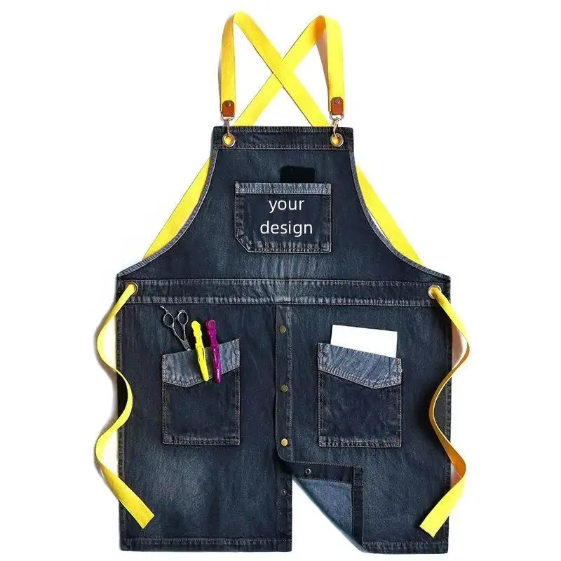 Cowboy Apron Kitchen Personalized Customization Printed Logo Nail Art Gardening Milk Tea Shop Hairstylist Waiter Work Clothes