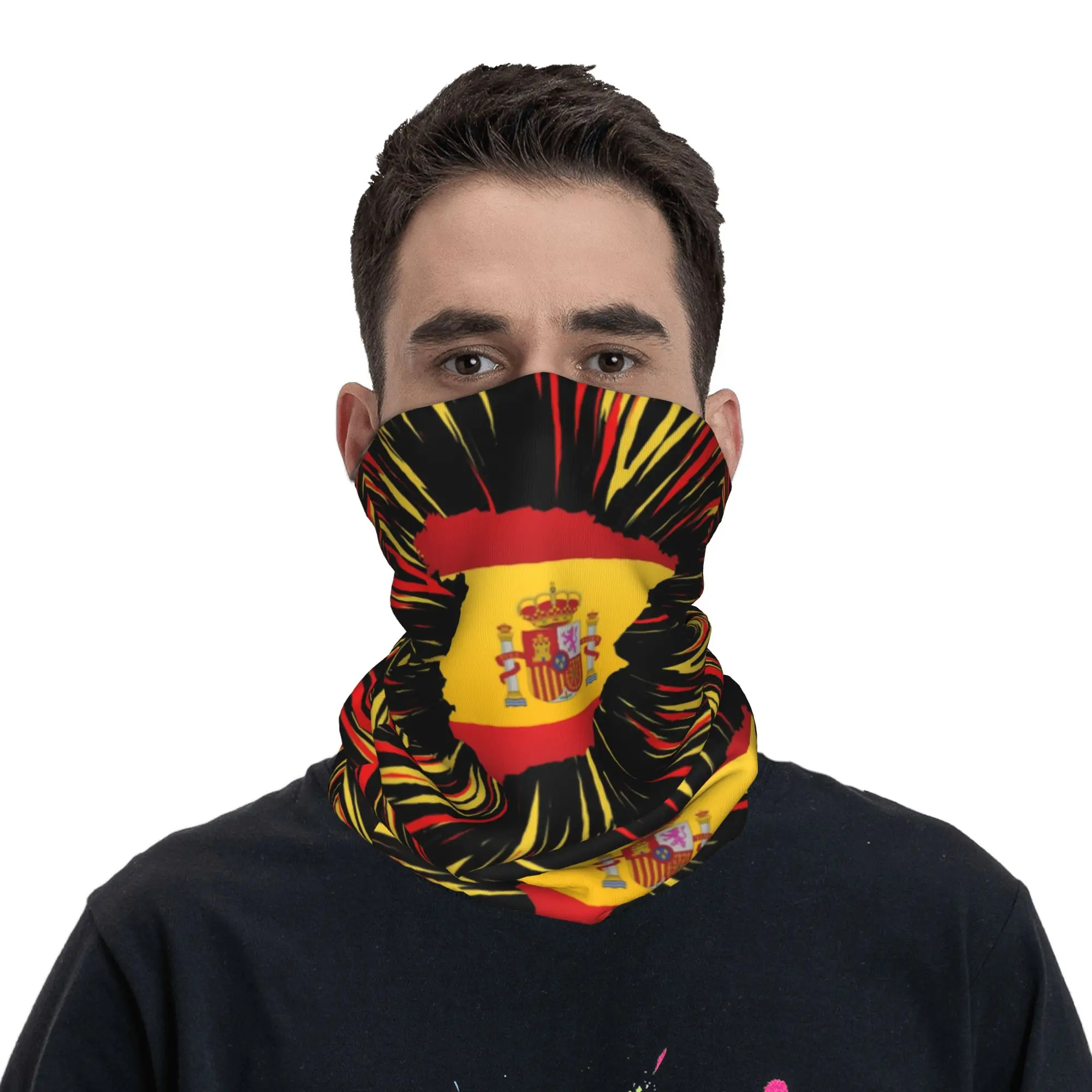 

Бандана с флагом Испании, зимняя теплая повязка на шею, женский ветрозащитный шарф для лица для пеших прогулок, повязка на голову с испанской гордостью