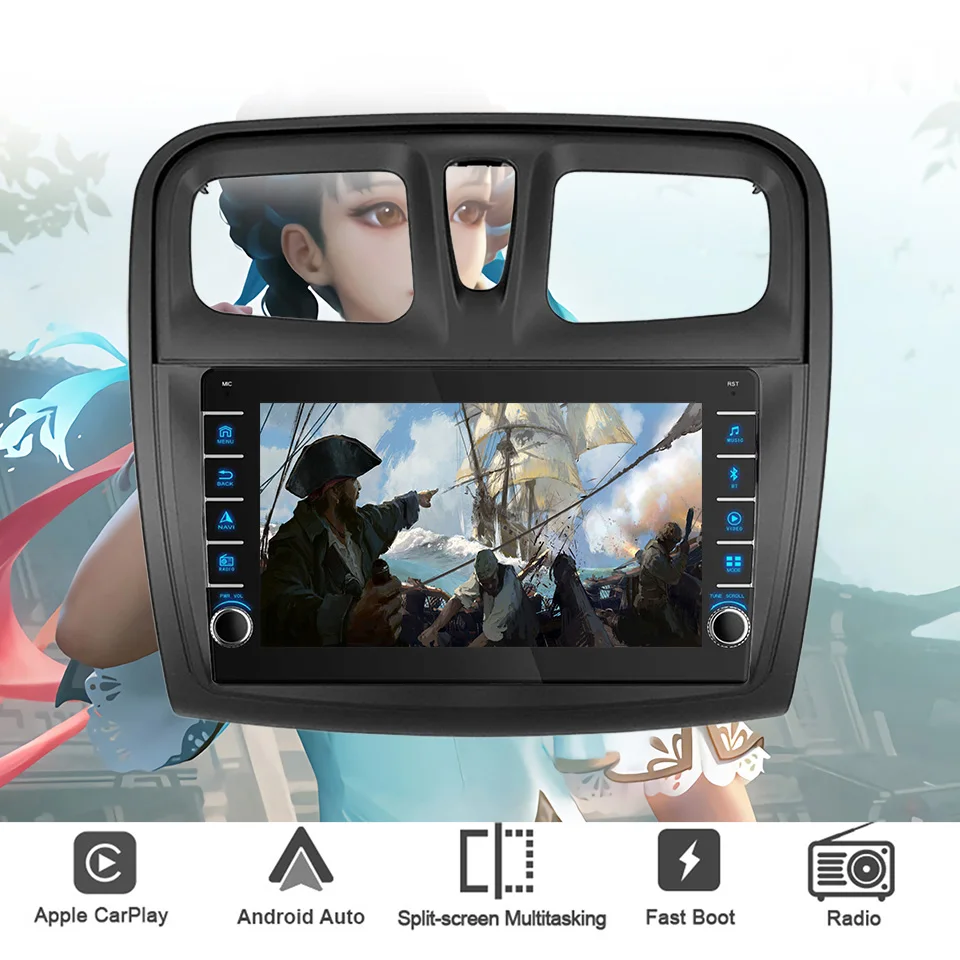 For Renault Logan Sandero 2012 - 2019 Car Radio Audio Multimedia Video Music Player HU GPS Navi Android13 Car intelligent system