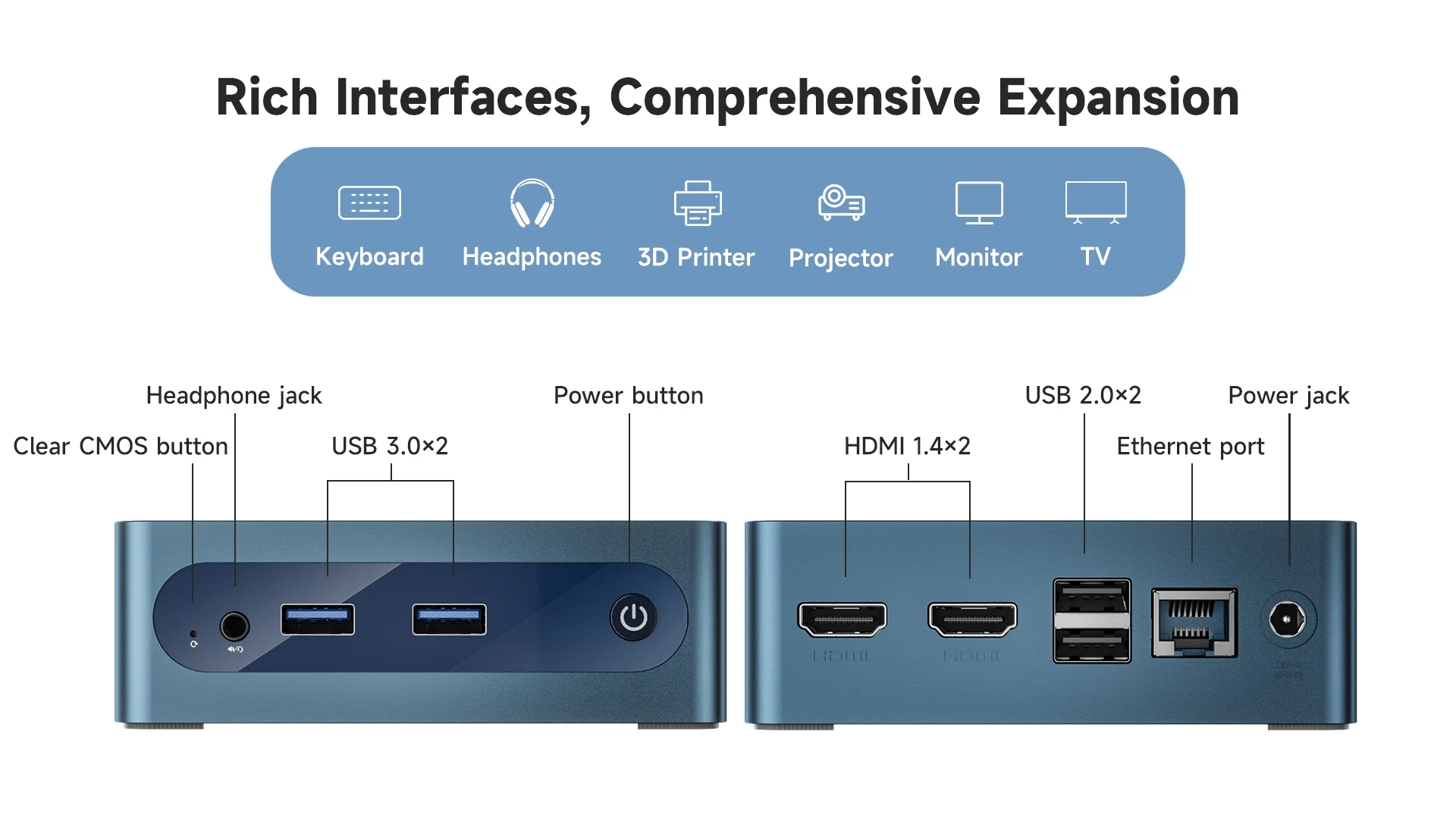 Bmax B1 Plus Windows 11 PC Intel J3355 6GB RAM 128GB ROM HDMI USB WLAN Unterstützt 4K@60Hz Intel HD Graphics 500 Mini-PC – Detail 11