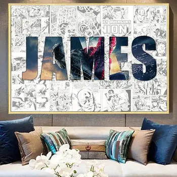 個人化客製化姓名文字藝術印刷品漫威超級英雄角色海報復仇者聯盟帆布畫牆面藝術訂製家居裝飾 8 最佳銷售 漫威傳奇薩諾斯 - №4