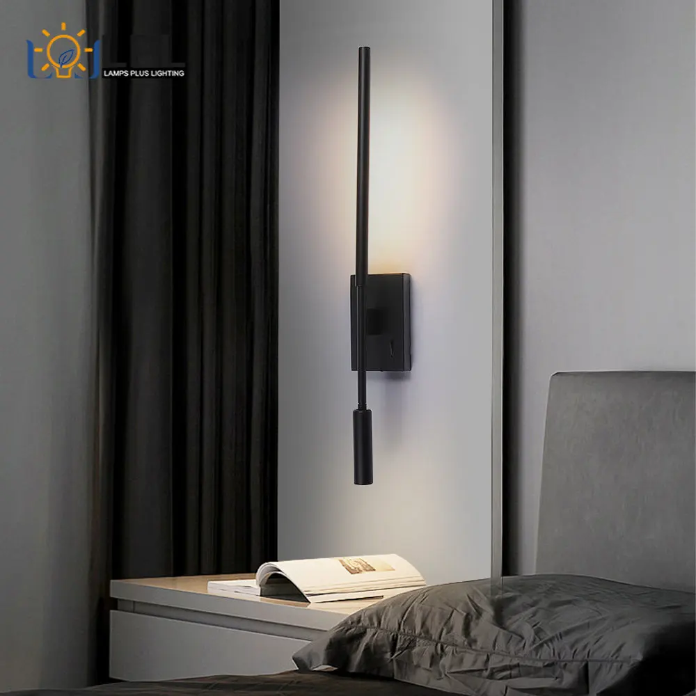 

Nordic Simple Bedroom Bedside Wall Lamp Long Wall Light For Home Bedroom Living Room Surface Mounted Sofa Background Lighting