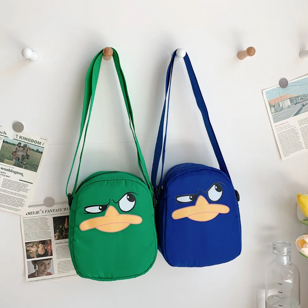 

Fashion Canvas Cartoon Print Shoulder Bag Zipper Multifunctional All-match Shoulder Bags Solid Color Casual Handbag