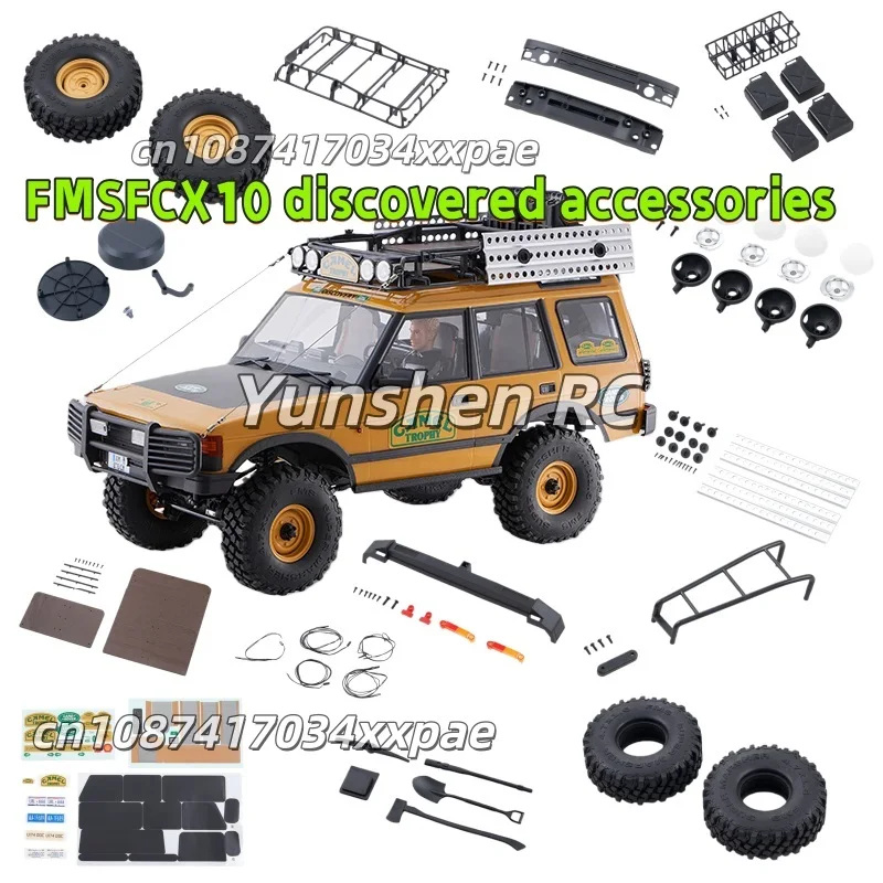 Fms Fcx10 1/10 Land Rover Camel Cup Discovery Tire Car Shell Luggage Rack Light Grille Original Accessories Complete Set