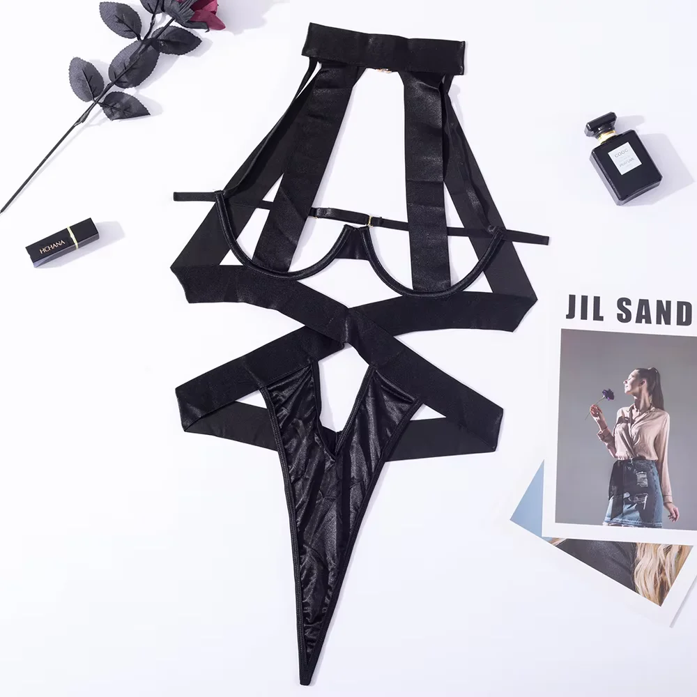 Bandage Sexy Lingerie Bodysuit Women Halter Hollow Out Exotic Clothes Black Porn Sissy Hot Sensual Body Underwear Sexy image 6