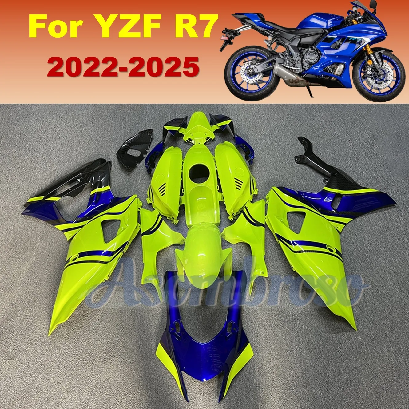 ABS Plastic Fairings For Yamaha YZF R7 2022 2023 2024 2025 YZF-R7 Motorcycle Bodywork kit  | Fluorescent Color