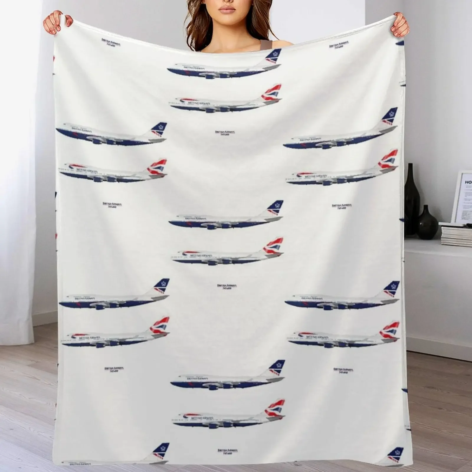 British Airways 747s Throw Blanket Warm Cozy Throw Blanket for Living Room Couch