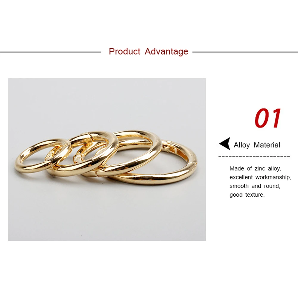 Leather Bag DIY Accessories Zinc Alloy Openable Round Handbags O-Ring Buckle Spring Gate Snap Hooks Snap Clasp view 2