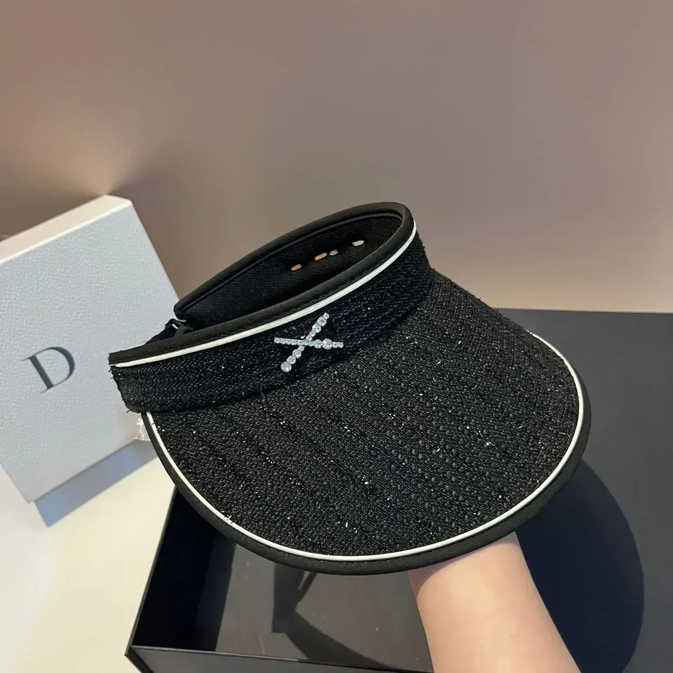 

Ladies Luxury Panama Straw Hat with Rhinestones - UV 50+ UPF Wide Brim Beach Hat for Resort & Outdoor