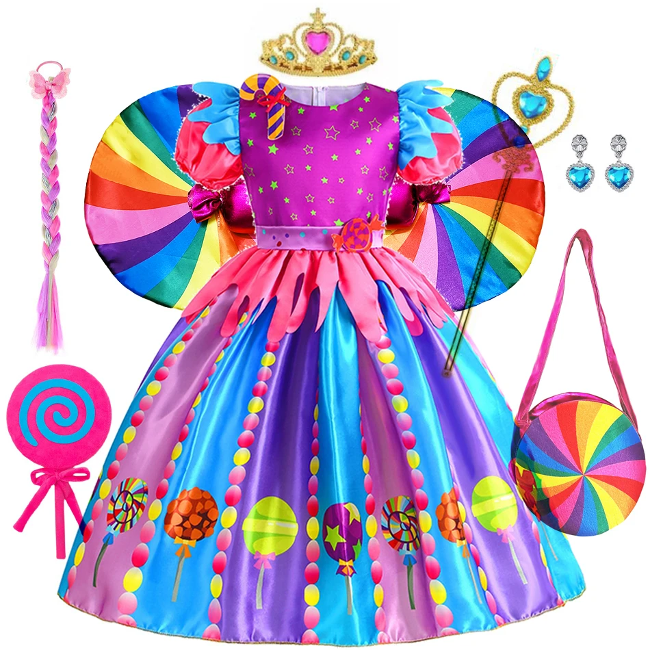 

Purim Costumes for Kids Carnival Candy Dress Lollipop Girls Clothing Princess Festival Party Kids Fancy Costume 3-10Y