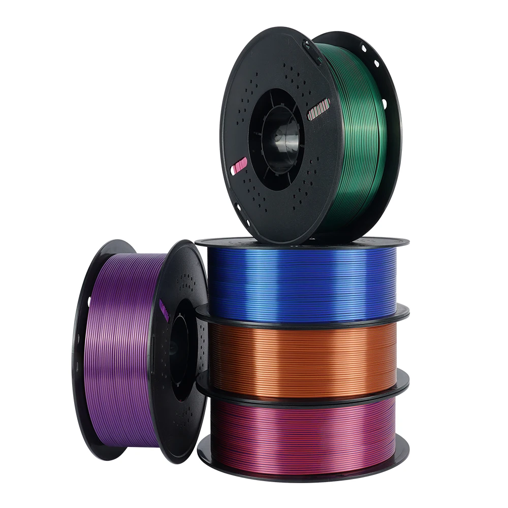KINGROON 5 kg dreifarbiges Seiden-PLA-Filament 1,75 mm, dreifarbiges Coextrusions-3D-Druckmaterial, neuer Farbwechsel, 5 Rolle 1 kg/Spule – Detail 12