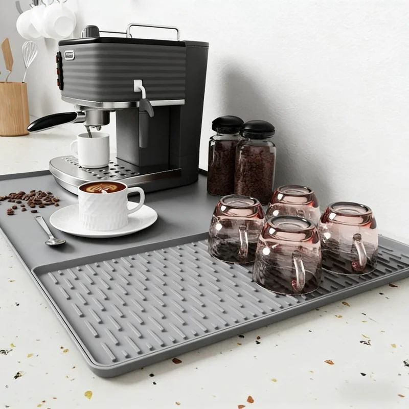 Home Kitchen Silicone Coaster Non-Slip Heat Resistant Mat Coffee Cup Tray Draining Protection Table Mat Multi-Functional