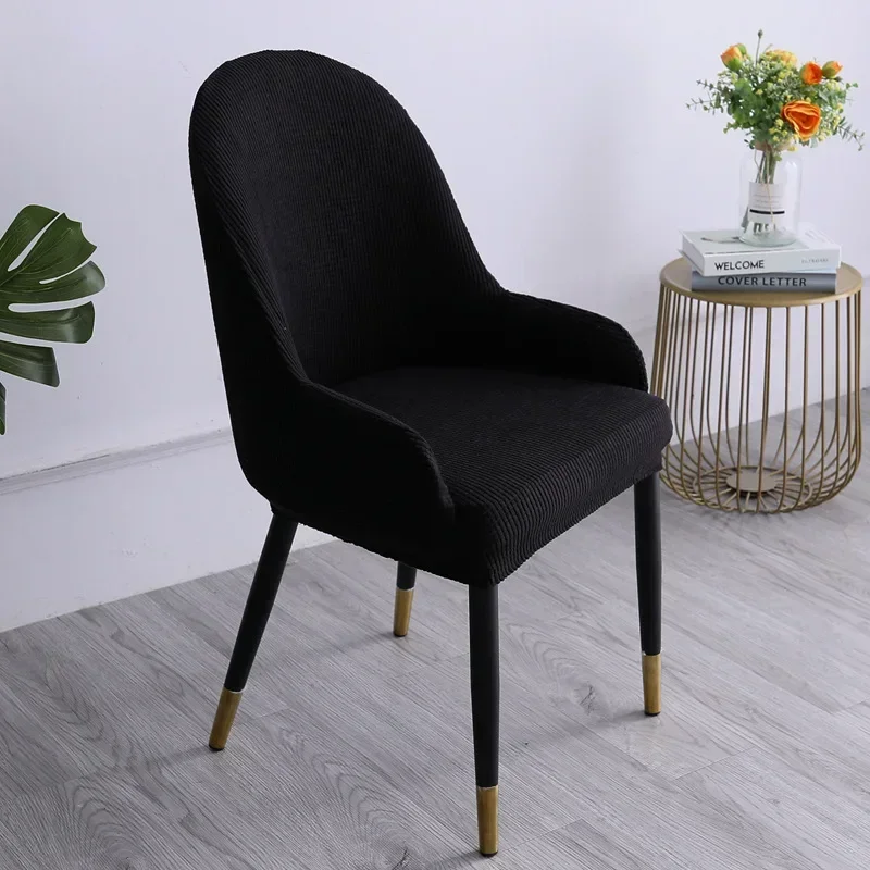 Modern Curved Shaped Semi Circular Dining Table and Chair Covers Integrated Backrest Simple and Elastic Chair Cover