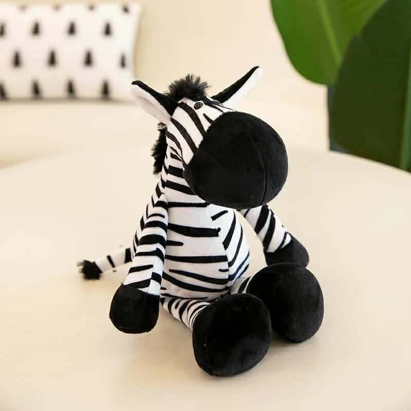 Jouet animal en peluche zèbre pour enfants, décorations de fête à thème safari, cadeau d'anniversaire mignon