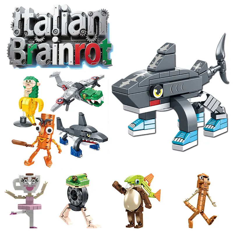 

New Brainrot Bricks Set Tungtungtung Sahur Italian Brainrot Tralalero Tralala Building Blocks Assembly Toys for Chrismas Gifts