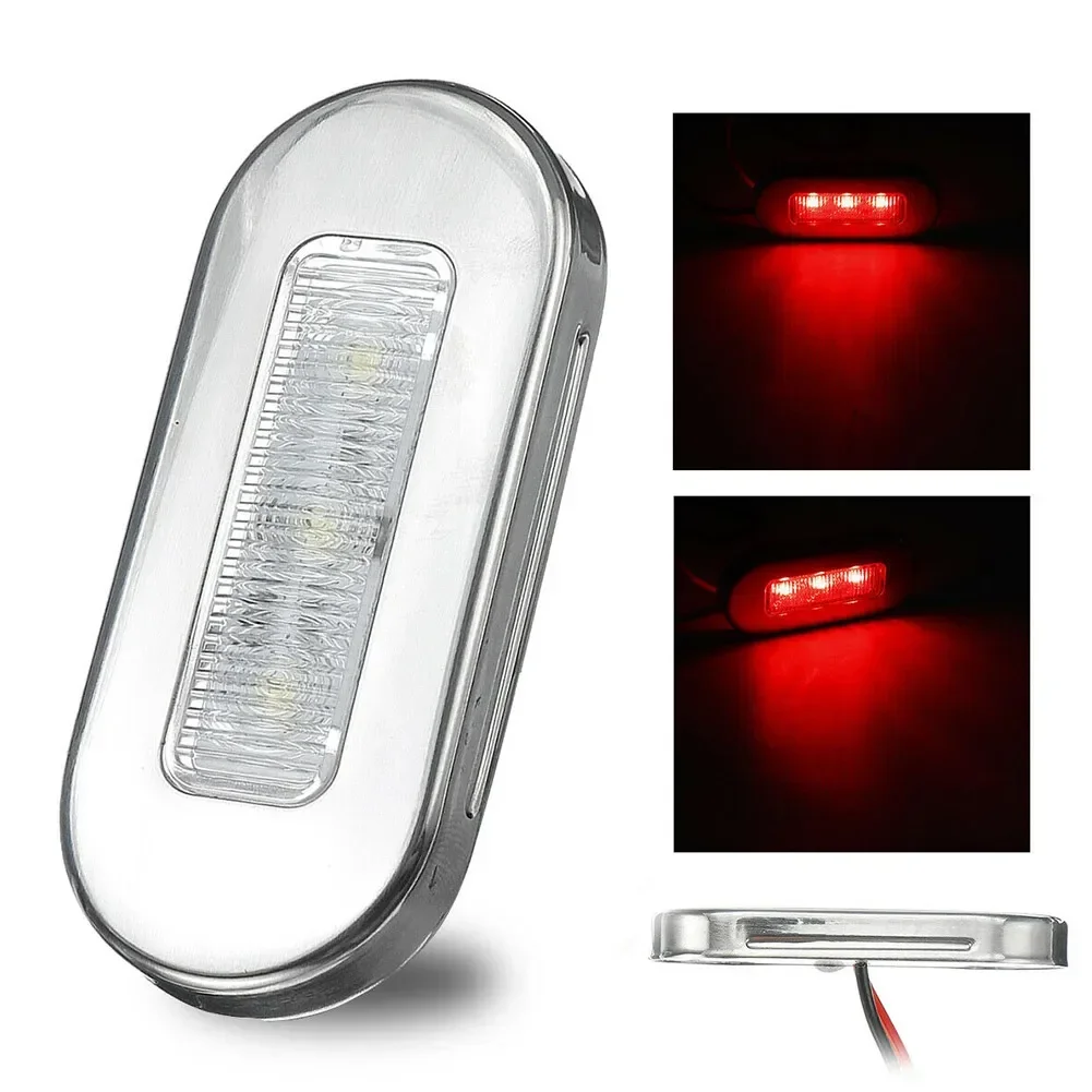 2pcs 12V LED Courtesy Light Mount Yacht Marine Boat Cabin Deck Lamp Waterproof LED Oblong Stainless Courtesy Light Accent Yacht