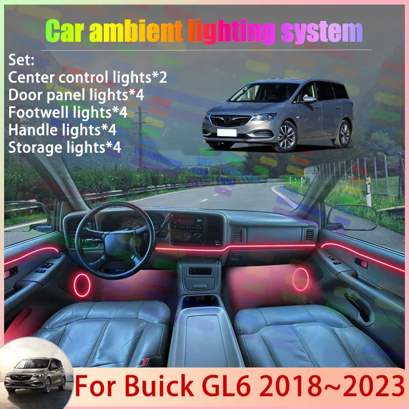 

For Buick GL6 2018~2023 2/24 in 1 Car Atmosphere Light Lamp RGB Shade Ensemble Streamer Atmosphere Set Auto Parts Accessories