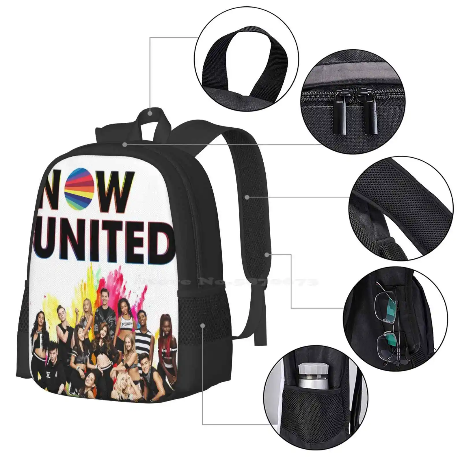 Agora United Neon Lights Colors Smash Mochila, Escola de Alunos, Laptop, Bolsa de Viagem, Floral Pop Music, Brasil Annah