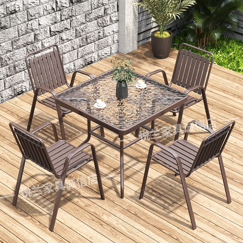 

Outdoor tables and chairs courtyard waterproof and sunscreen outdoor open-air villa garden large balcony tea drinking glass