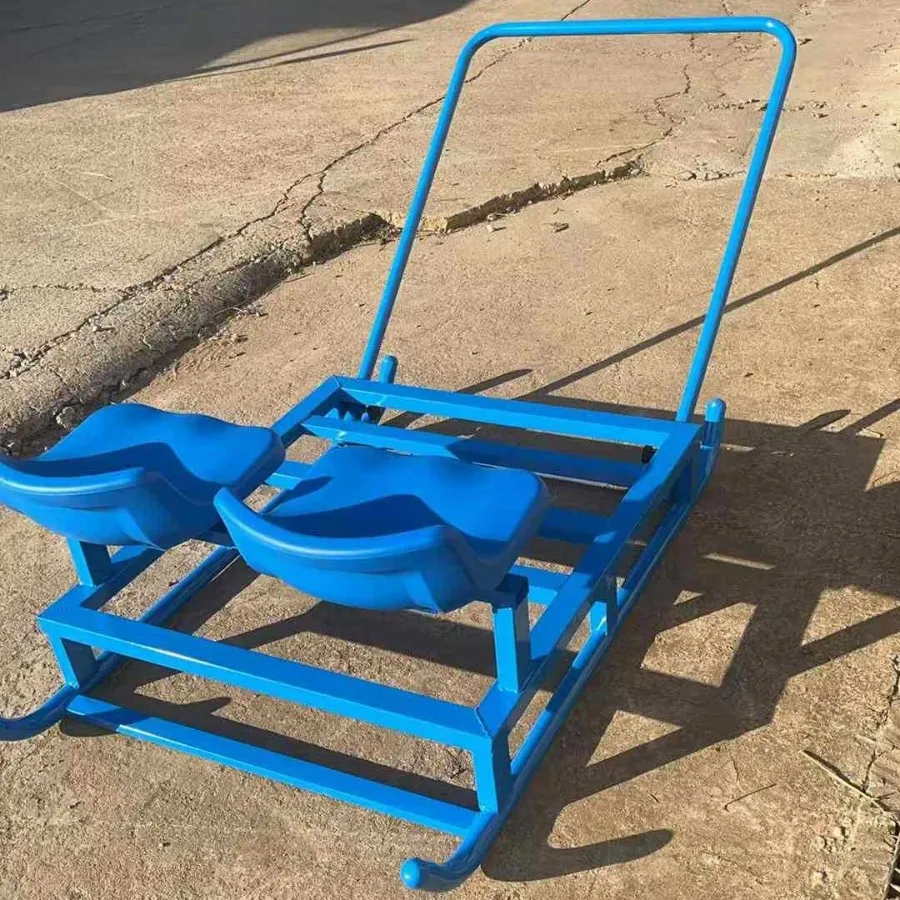 Ski plow, dog sleigh, winter ice and snow play plow