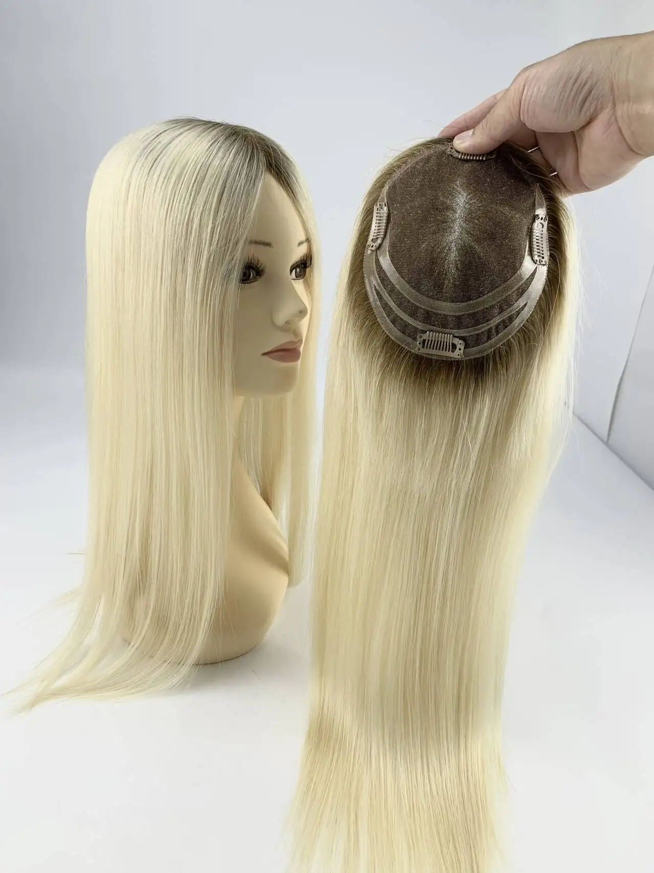 Il miglior topper per capelli umani al 100%, capelli vergini in pizzo svizzero completo, base da 6 x 5,5 pollici, 16 pollici, multi colori 1B/2/4/613