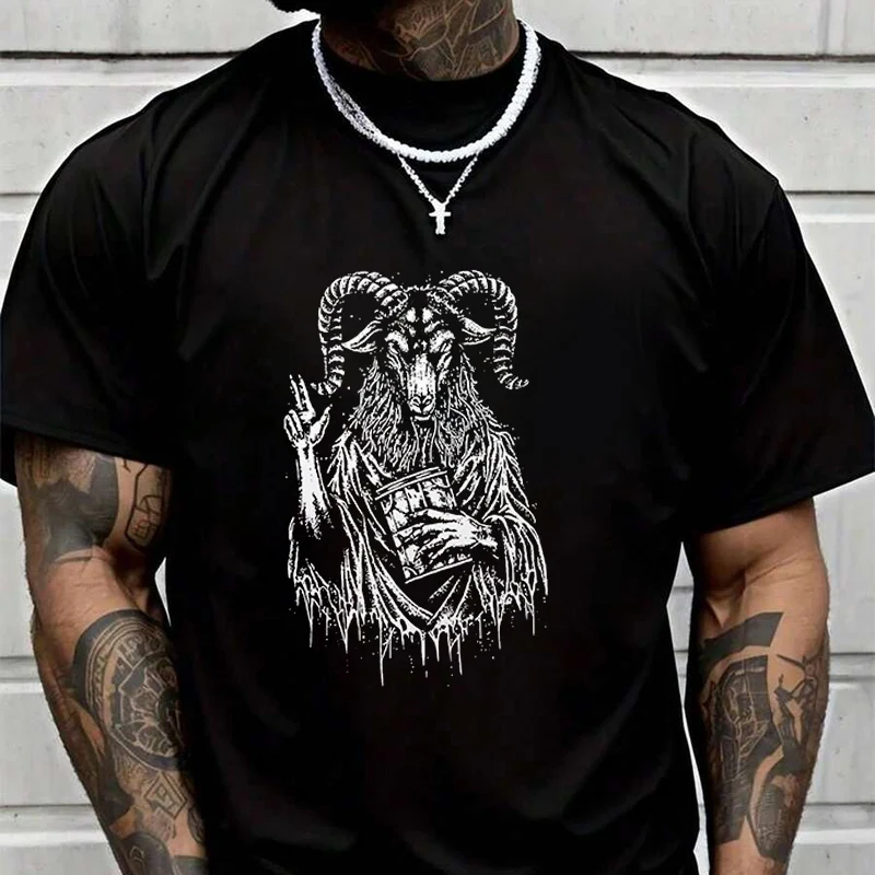 

Summer Bafomet Black And White T-Shirt Men Women Loose Breathable Quick Drying Short Sleeved Sports TShirt