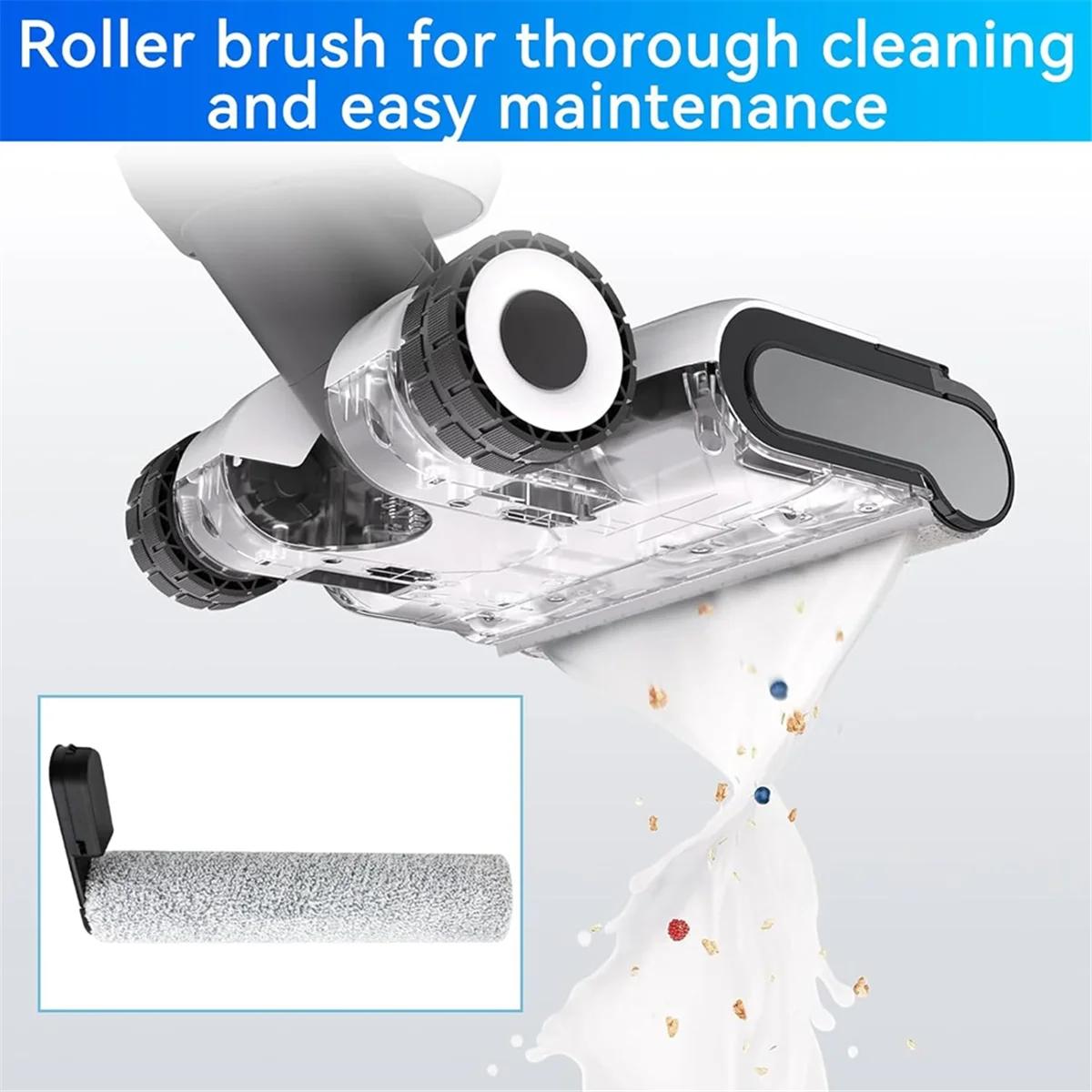 فرشاة الأسطوانة الرئيسية ABKR لـ Roborock Flexi/Flexi Pro/ A20 /A20 Pro مكنسة كهربائية رطبة وجافة قطع غيار مكنسة الفرشاة الرئيسية