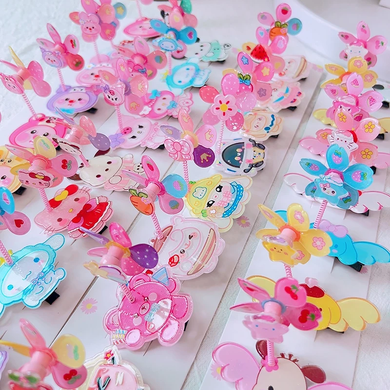 Creative Cute Rotating Pinwheel Hairpin Small Windmill Hair Clip Cute Cartoon Bangs Clip Princess Hair Accessories