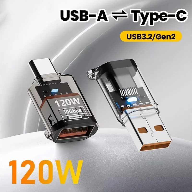 USB 3.2 To Type C Adapter OTG Fast Charging For iPhone For MacBook For iPad For Huawei 120W 10GB High Speed Data Audio Transfer