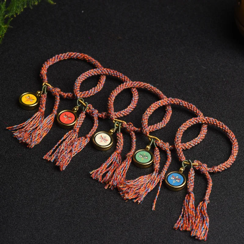 Tangka God of Wealth Eye DIY National Style Zakiram Hand Woven Rope for men and Women Couples Pendant Ethnic Bracelet Dropship