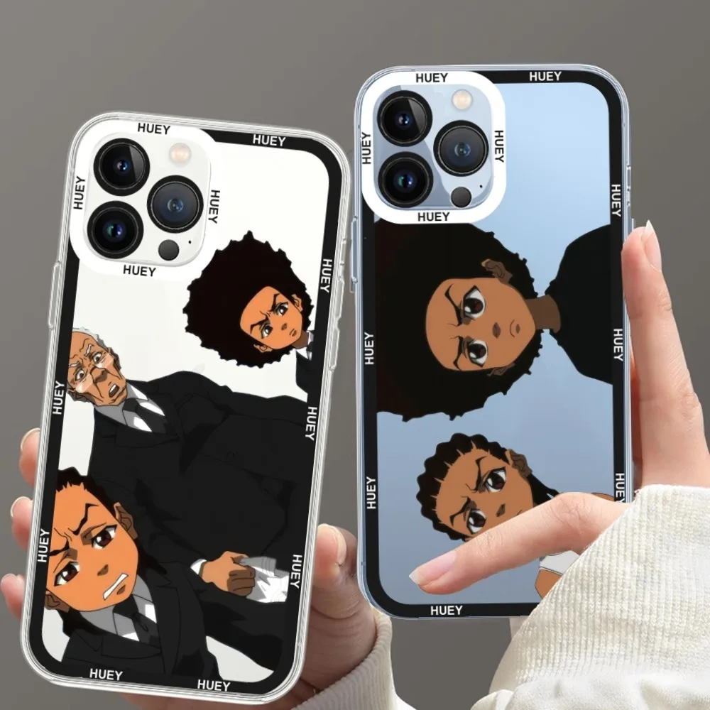 Huey Freeman The Boondocks Phone Case For Samsung S20 S21 S22 S23  Ultra Plus S10 Transparent Border Shell