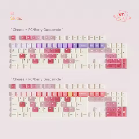 Cheese Strawberry Keycaps 157 Keys PBT+PC Cherry Profile Keycap Cute Custom Pink Keyboard Caps for Mechanical Keyboard Girl Gift