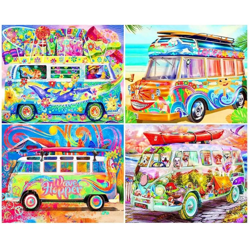 

CHENISTORY Diy Painting By Number Color Bus Scenery Pictures By Numbers Kits Handpainted Drawing On Canvas Home Decoration