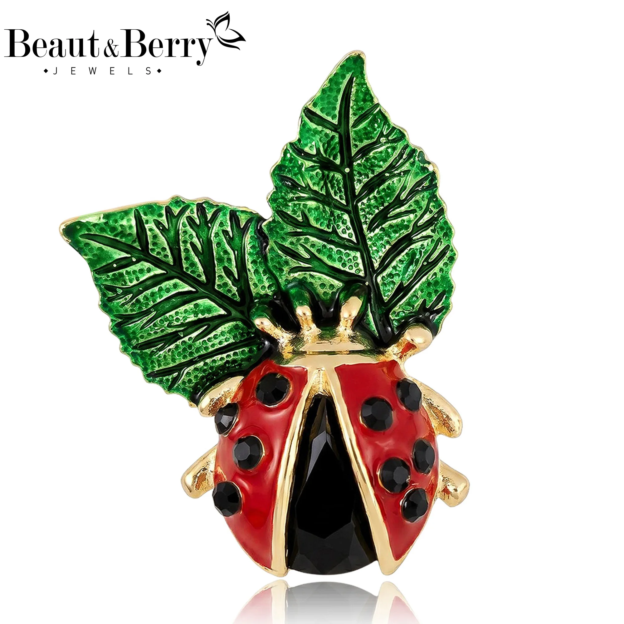 Beaut&Berry Luxury Enamel Ladybird Brooches for Women Unisex Insect Pins Casual Party Jewelry Accessories Gifts Decoration