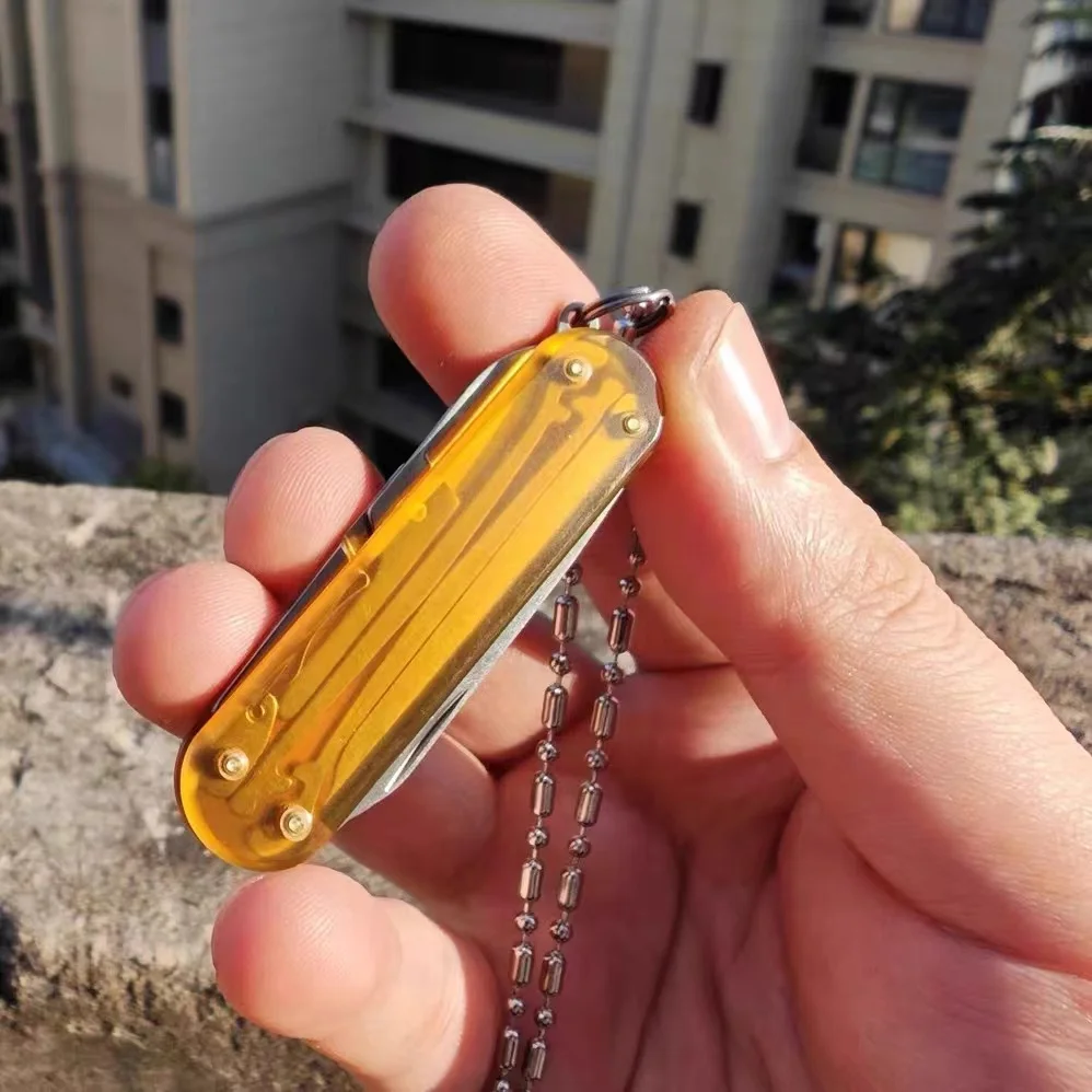 Easy PEI Handle New 58mm Multi-functional DIY Small Scissors Folding Knife Keychain Open Box Express Knife Outdoor EDC Tool