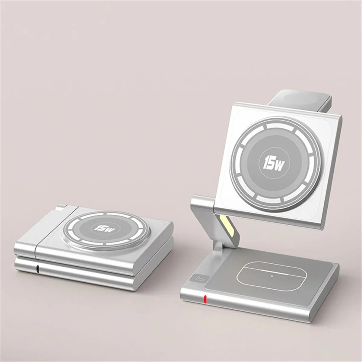 

Fast Wireless Charging Station,Foldable for Travel,Modern All Aluminum Alloy Body 4 in 1 Wireless Charger Black