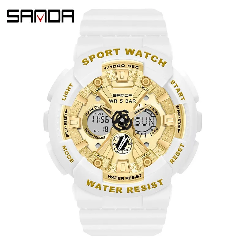 Fashion Sanda Women Men Watch Sports Dual Display 50m Waterproof Wrist For Male Female Clock Relogio Feminino High Quality 2021