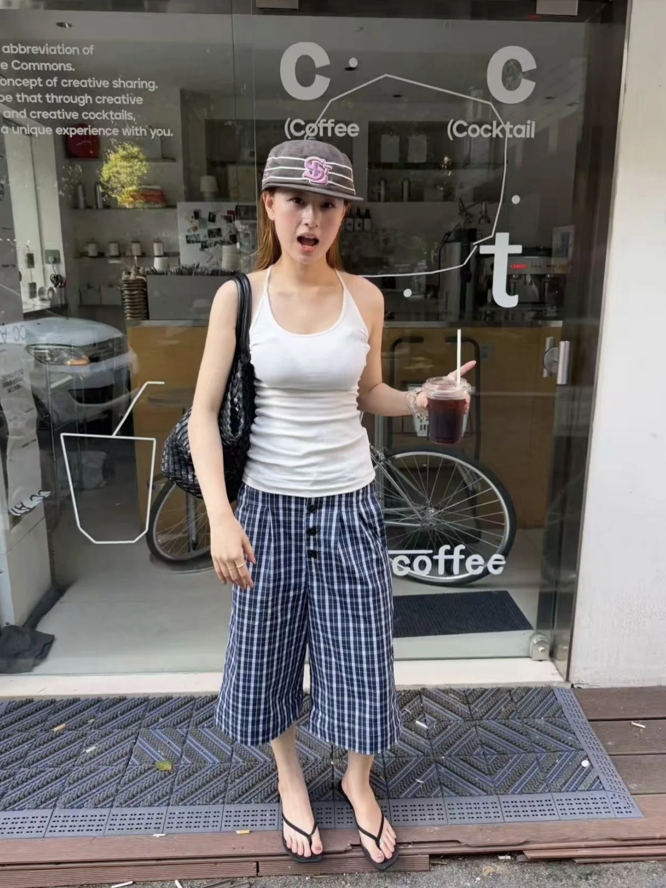 American Street Style Plaid Removable Multi-Button Wide Leg Pants Unisex Casual Loose Fit Straight Leg Pants for Youth