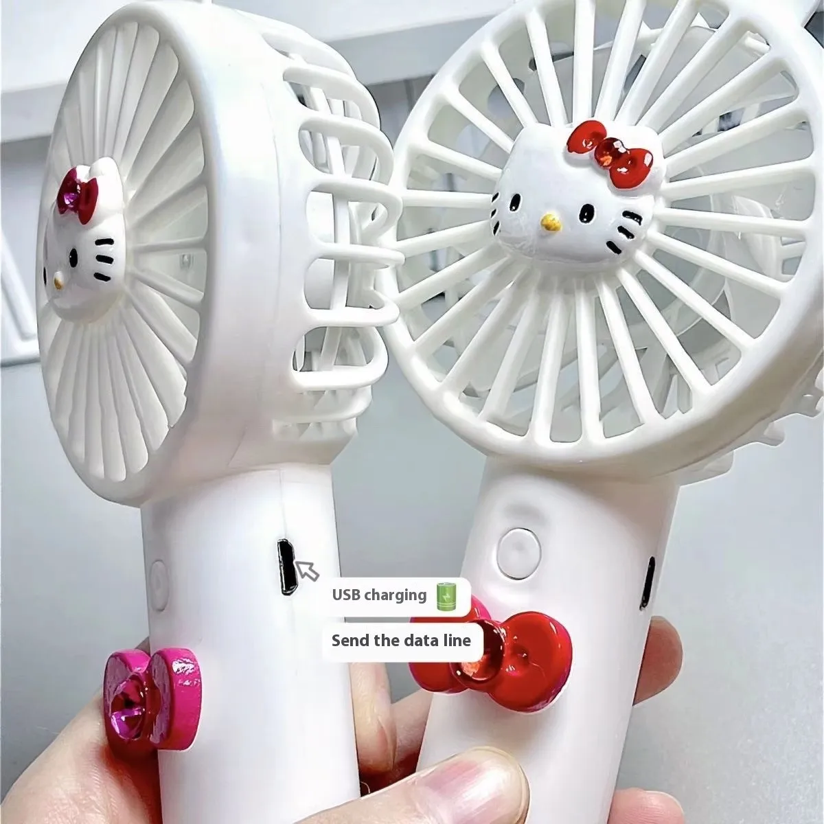Портативный вентилятор HelloKitty летний цветочный блок мини портативный маленький вентилятор портативный USB заряжаемый вентилятор
