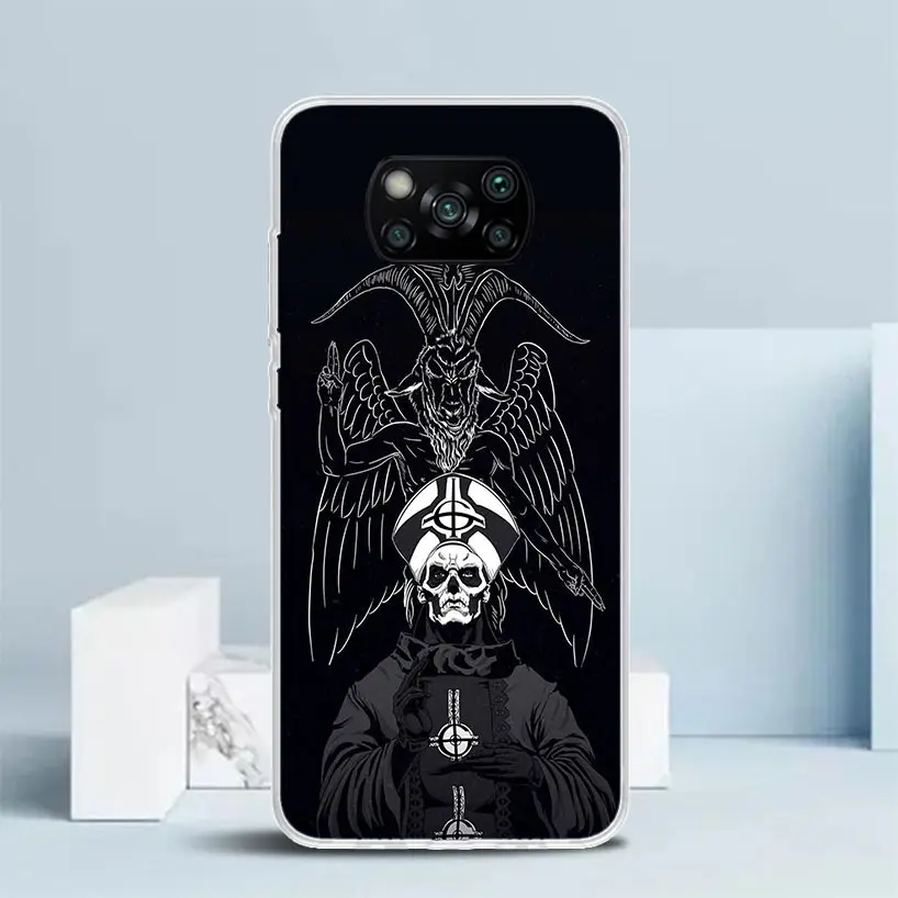 Custodia per telefono con chiamata in silicone Ghost Papa Emeritus per Xiaomi Poco X3 Nfc X5 Pro X4 GT M5S M4 M3 M2 F5 F4 F3 F2 F1 Mi Note 10 Cover